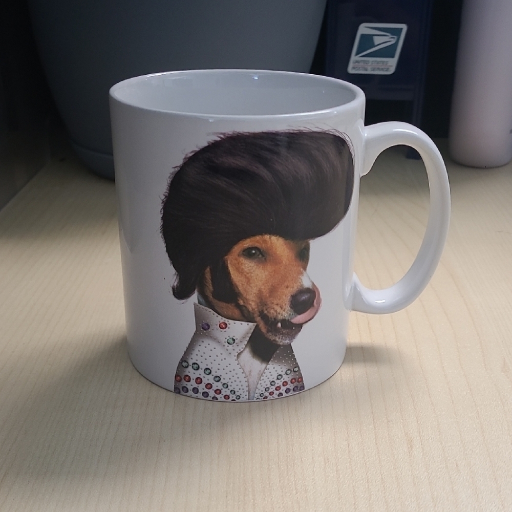 Super Fun Elvis Dog Mug with Pompadour